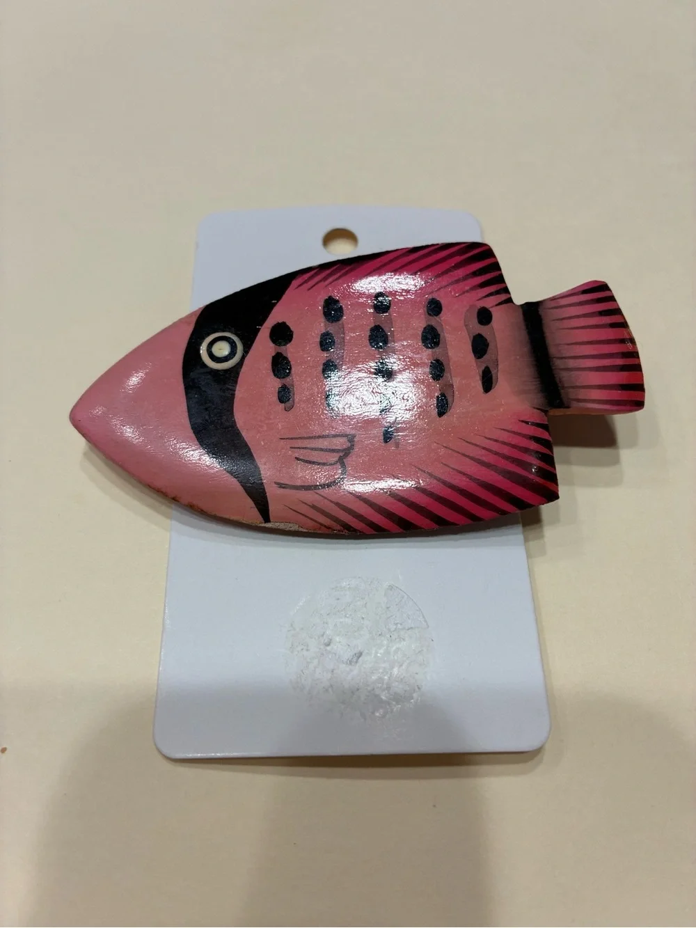 Vintage Hand-Carved & Painted Wooden Tropical Fish Brooch- Nautical